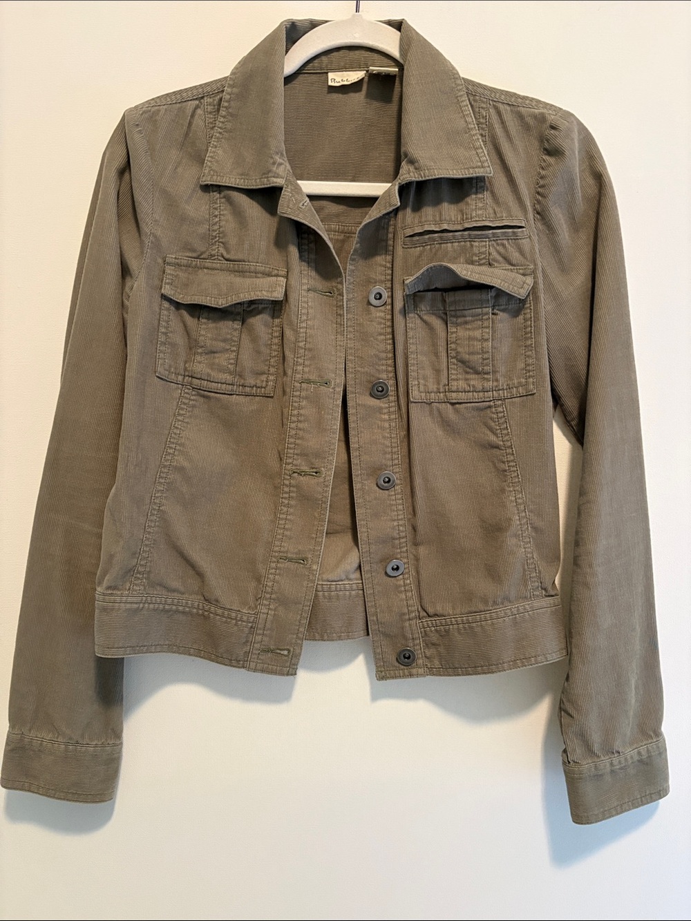Rubbish Olive Green corduroy Utility Jacket with Front Flap Pockets